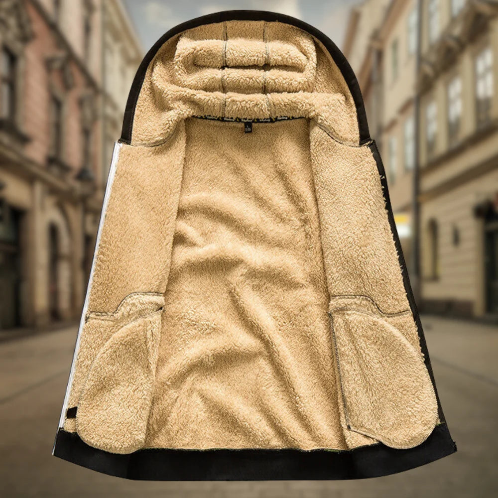 Herren-Kapuzenjacke mit leichtem Fleecefutter, Reißverschluss und mehreren Taschen | Ideal für Sommerabende