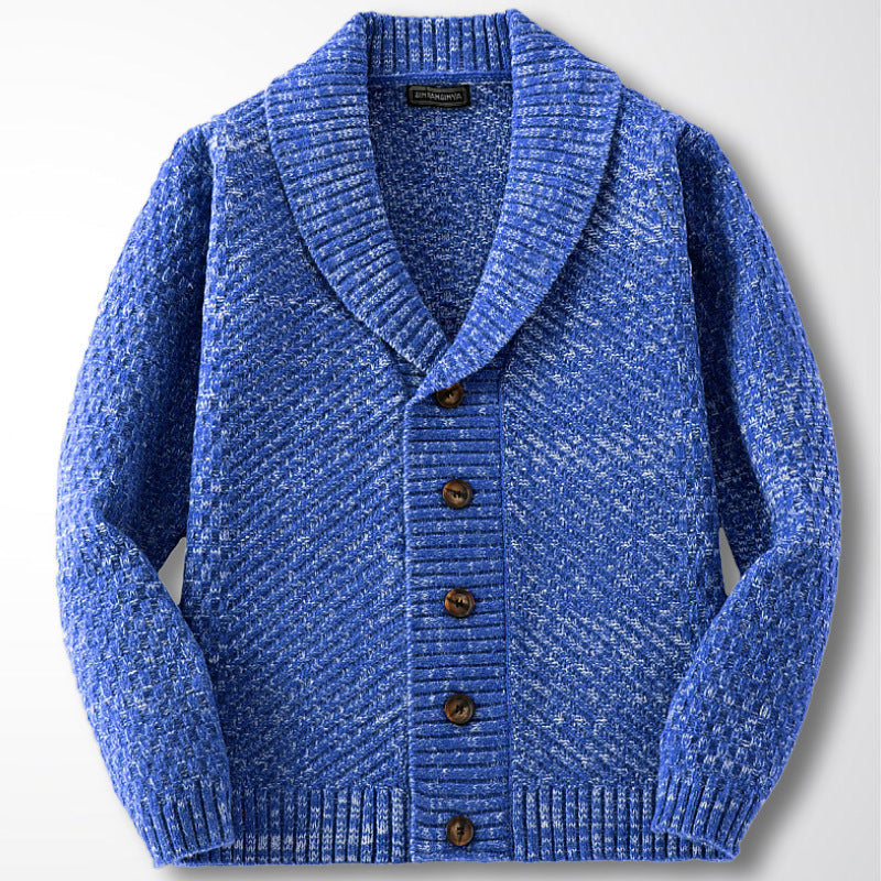 Herren Sommer-Strickjacke mit Geradem Schnitt Langarm Polyesterstrick