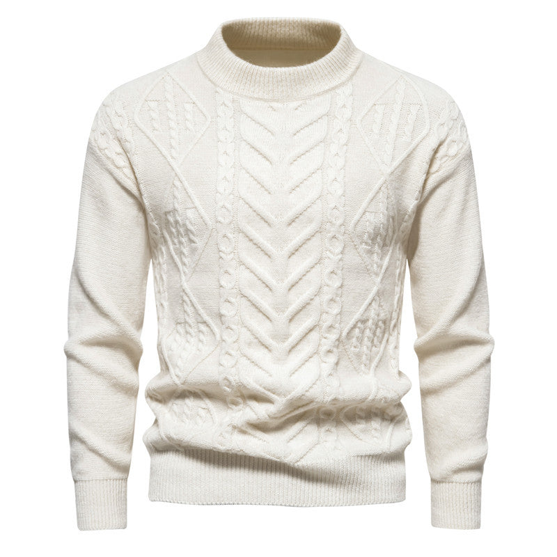Herren Jacquard-Strickpullover mit Rundhalsausschnitt und langen Ärmeln – ideal für kühle Sommerabende