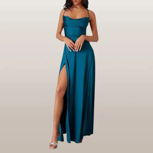 Ärmelloses Seiden-Maxikleid mit Fließendem Design I Perfekt für den Sommer