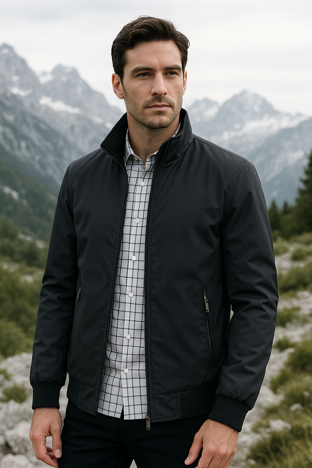 Herren Sommer-Windjacke mit Reißverschluss und Innenfutter