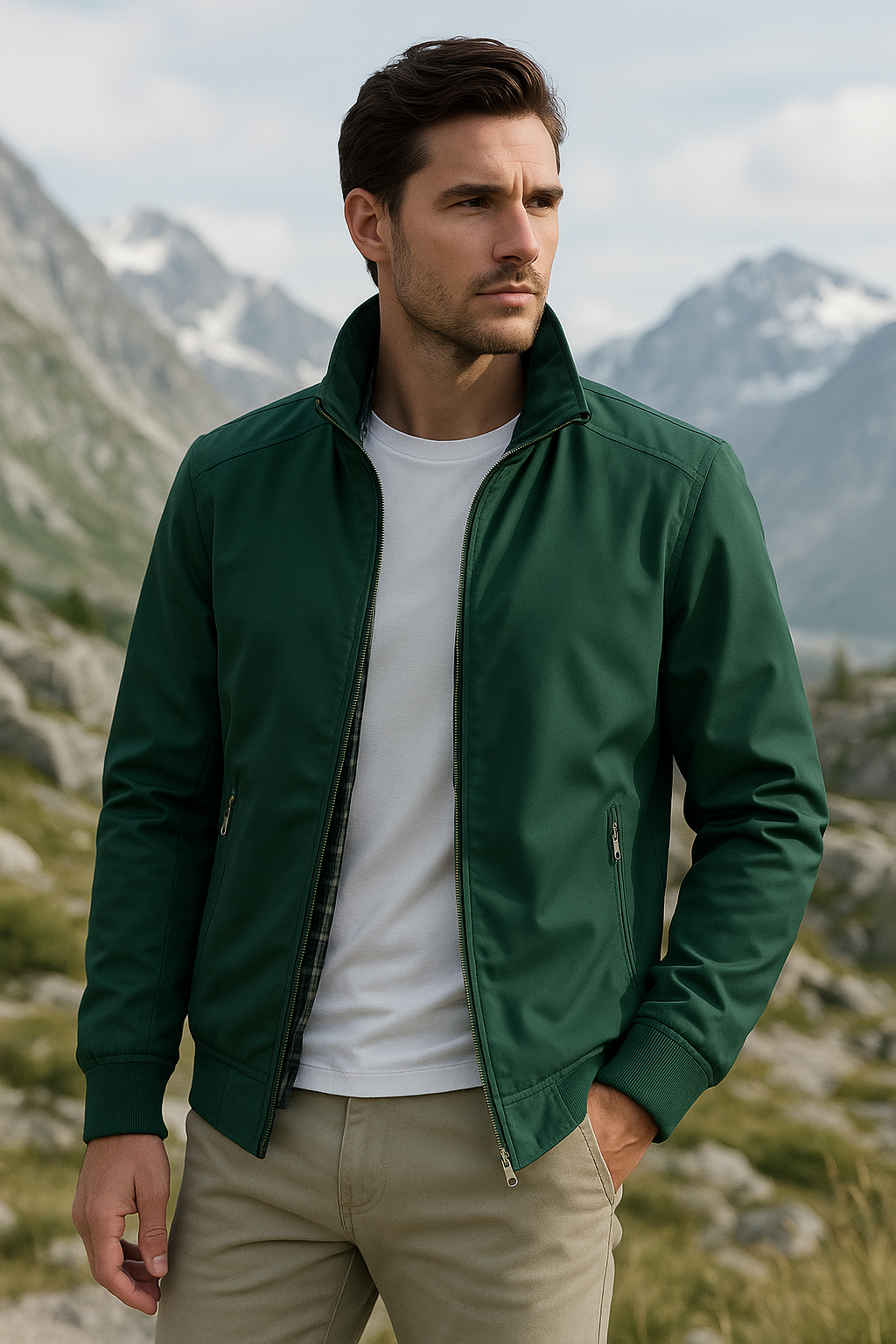 Herren Sommer-Windjacke mit Reißverschluss und Innenfutter
