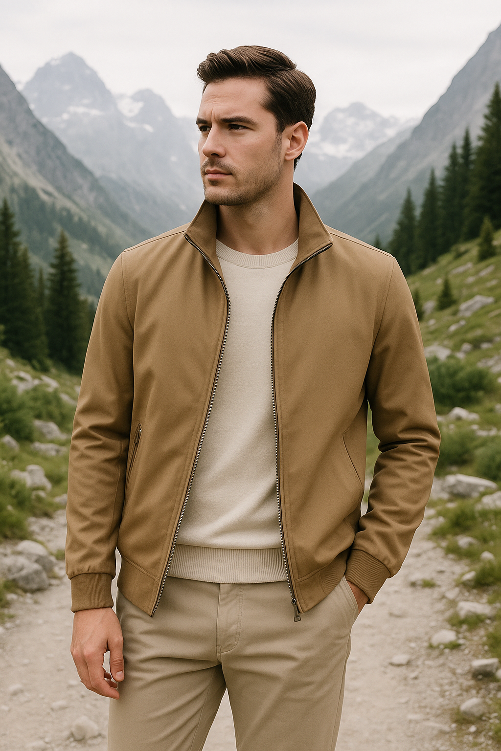 Herren Sommer-Windjacke mit Reißverschluss und Innenfutter
