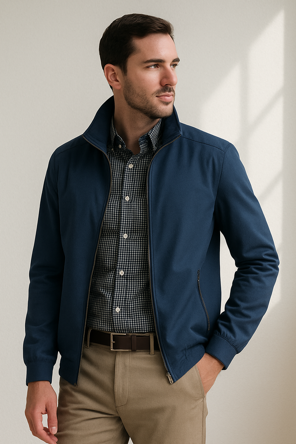 Herren Sommer-Windjacke mit Reißverschluss und Innenfutter