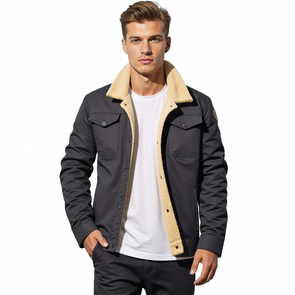 Herren Sommer Bomberjacke Mit Vintage-Look Reißverschluss und Funktionstaschen