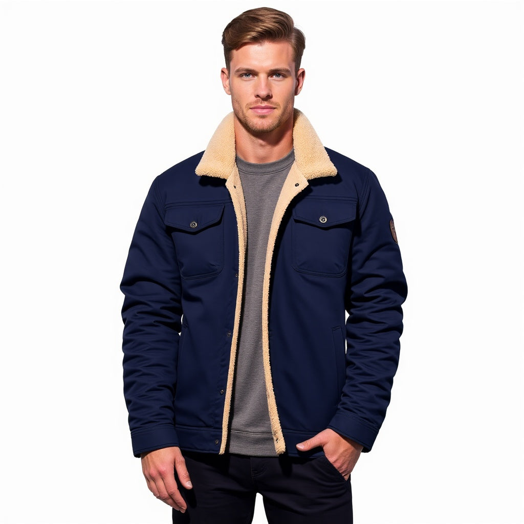 Herren Sommer Bomberjacke Mit Vintage-Look Reißverschluss und Funktionstaschen