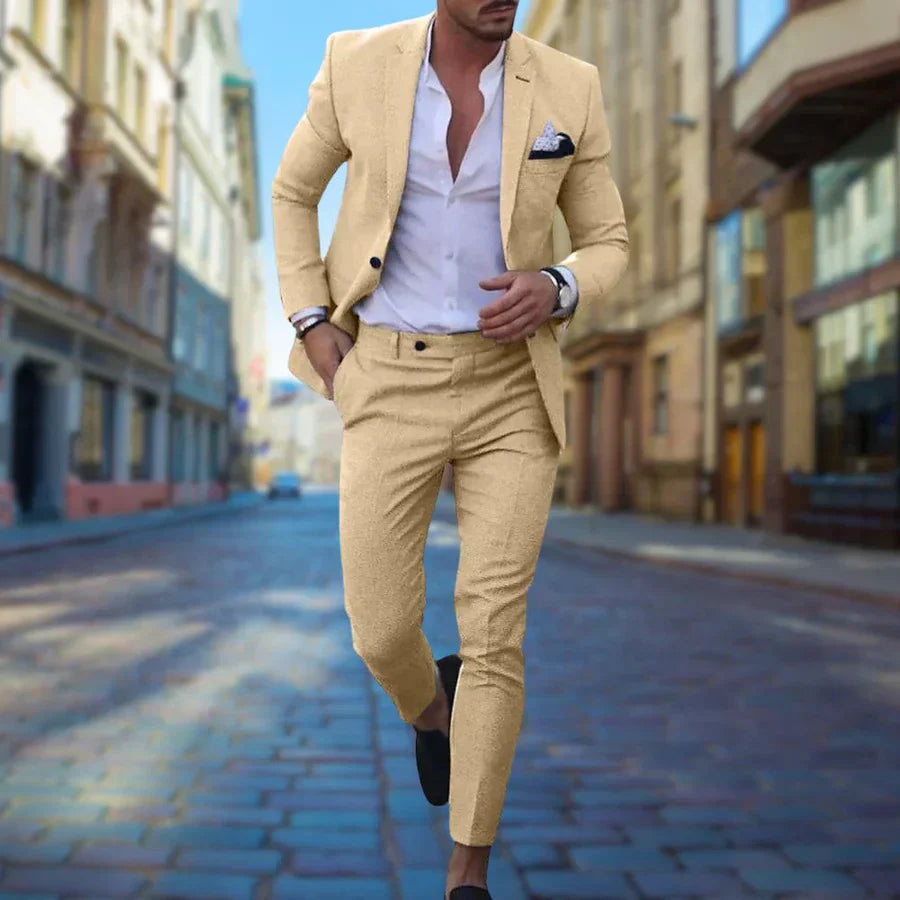 Herren Zweiteiliger Anzug für Hochzeitsgäste mit Slim-Fit-Sakko