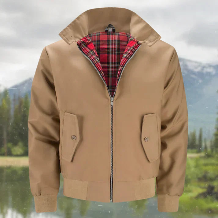 Harrington-Jacke für Herren mit Tartan-Futter, Reißverschluss & gerippten Bündchen | Ideal für Frühling & Sommer