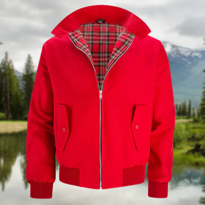 Harrington-Jacke für Herren mit Tartan-Futter, Reißverschluss & gerippten Bündchen | Ideal für Frühling & Sommer