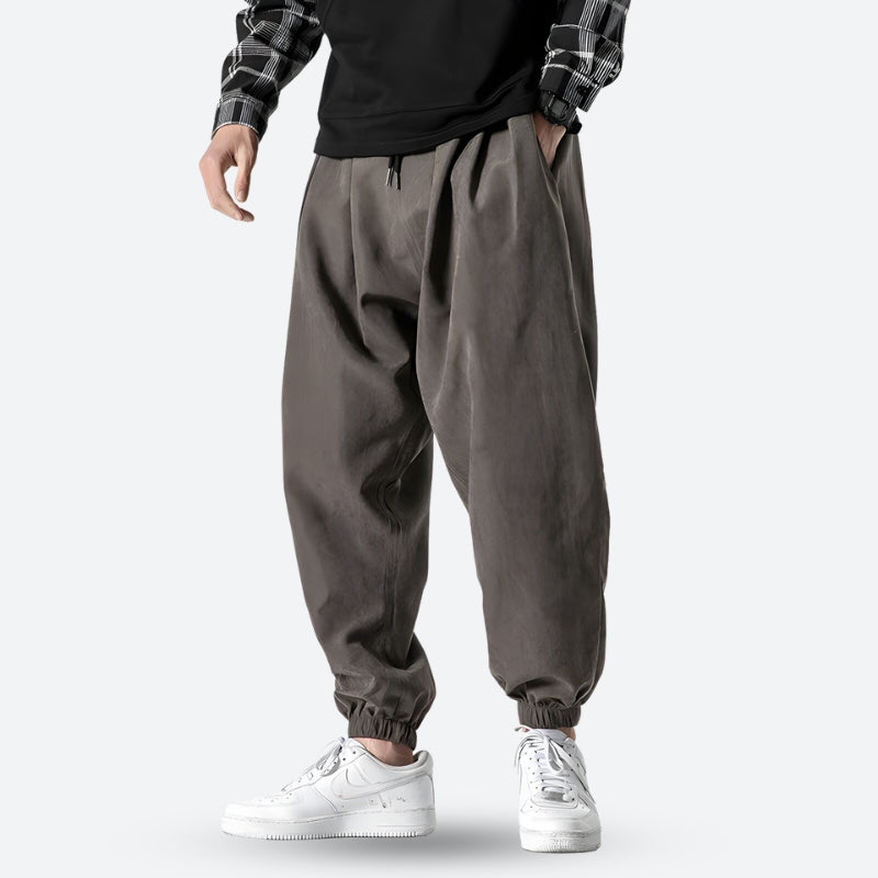 Herren Harem-Hose Frühling/Sommer mit elastischem Bund, Kordelzug und schmal zulaufenden Beinen
