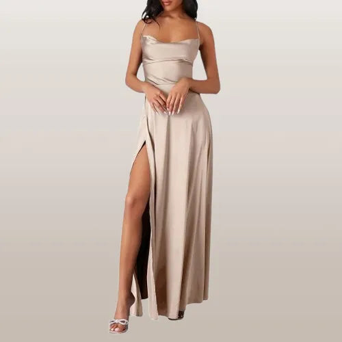 Ärmelloses Seiden-Maxikleid mit Fließendem Design I Perfekt für den Sommer