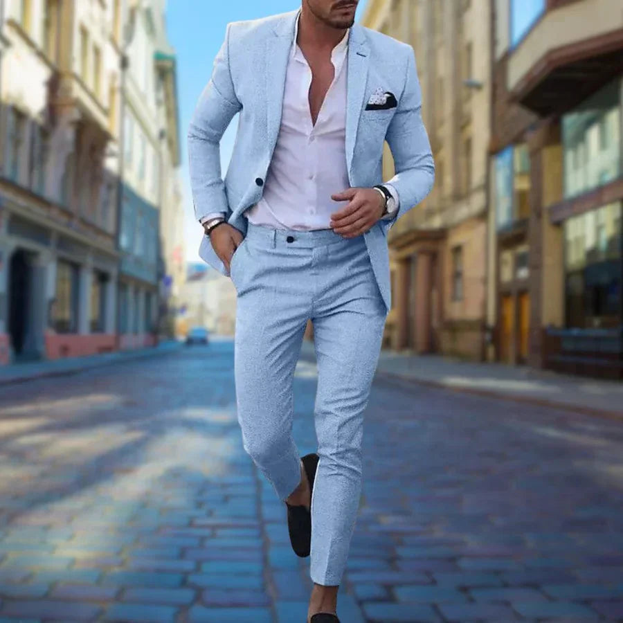 Herren Zweiteiliger Anzug für Hochzeitsgäste mit Slim-Fit-Sakko