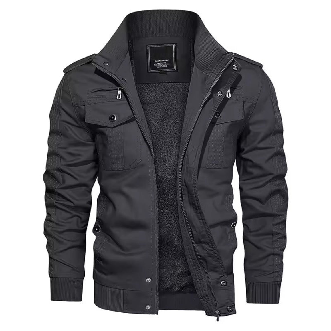 Herren-Winterjacke mit mehreren Taschen und durchgehendem Reißverschluss