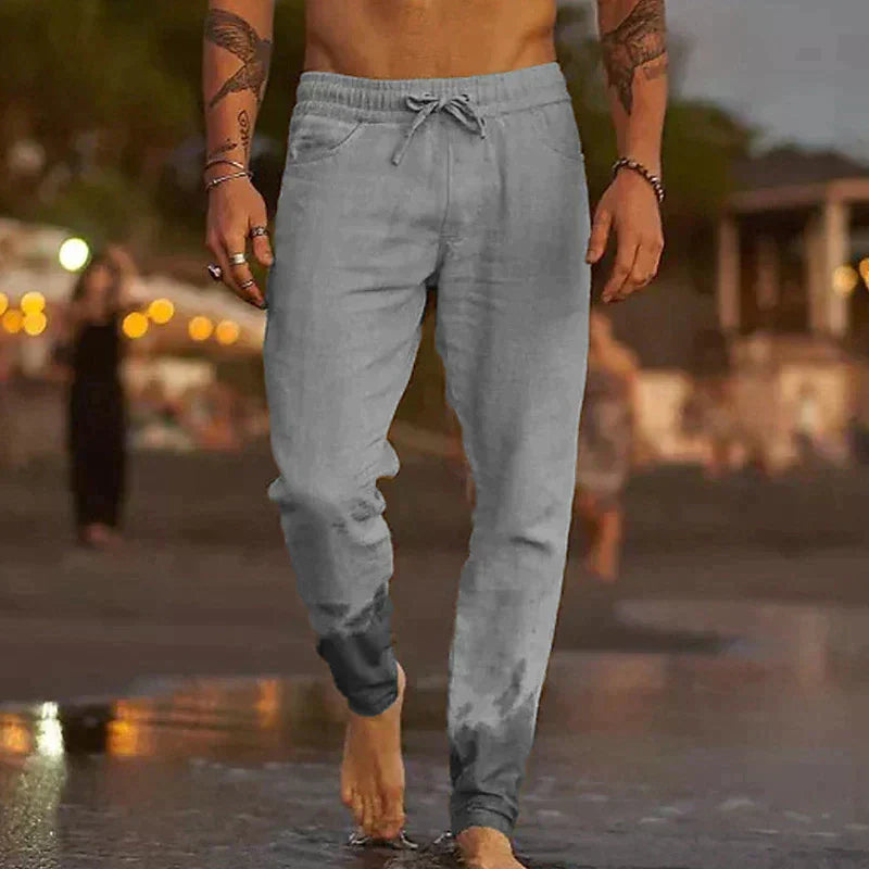 Leichte Sommerhose aus Baumwolle für Herren - Atmungsaktive Hose mit geradem Bein, elastischem Bund und Kordelzug - Perfekt für den Sommer