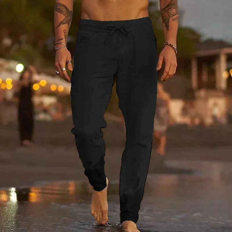 Leichte Sommerhose aus Baumwolle für Herren - Atmungsaktive Hose mit geradem Bein, elastischem Bund und Kordelzug - Perfekt für den Sommer