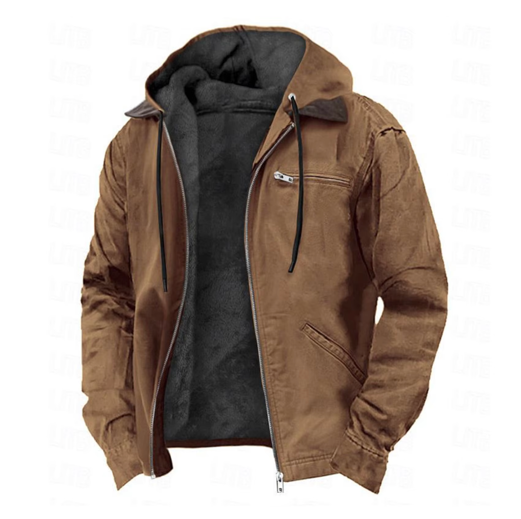 Sommerliche Vintage-Jacke mit Knöpfen, Leichtes Material, Hoher Kragen, Mehrere Taschen - Ideal für Herren