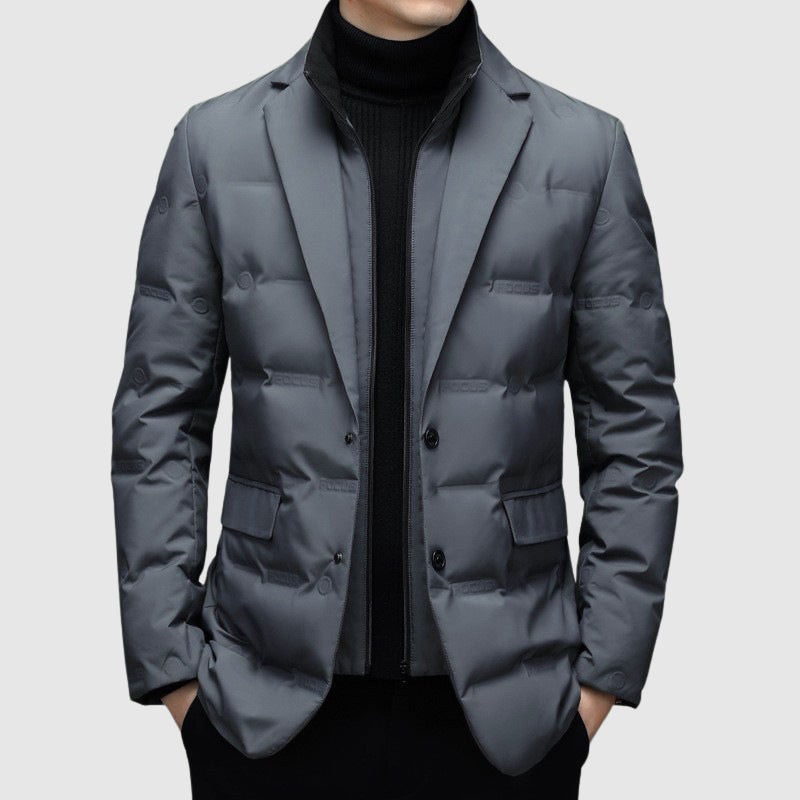 Herren-Winter-Daunenjacke mit Reverskragen und Entendaunenfüllung