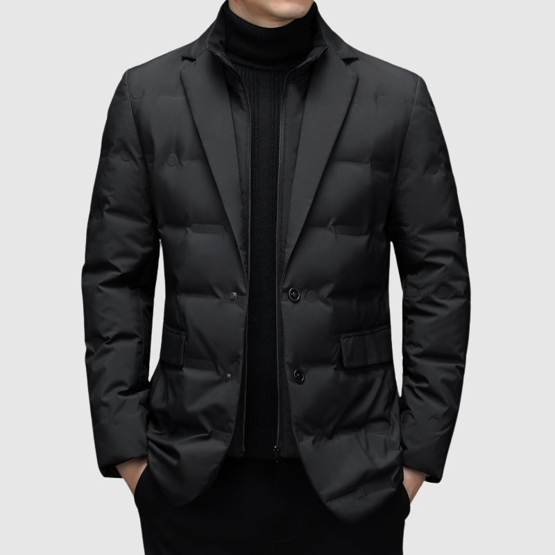 Herren-Winter-Daunenjacke mit Reverskragen und Entendaunenfüllung