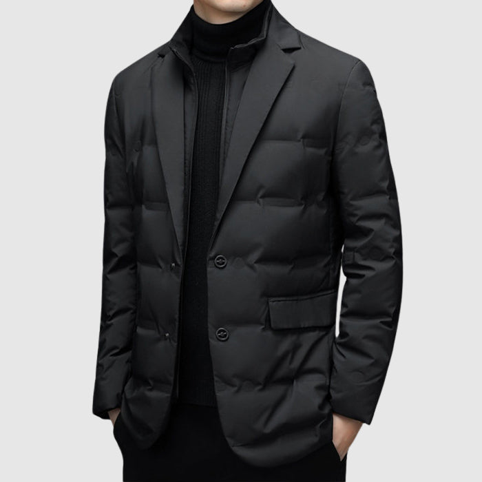 Herren-Winter-Daunenjacke mit Reverskragen und Entendaunenfüllung