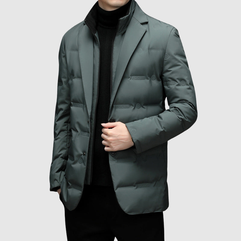 Herren-Winter-Daunenjacke mit Reverskragen und Entendaunenfüllung