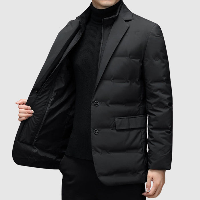 Herren-Winter-Daunenjacke mit Reverskragen und Entendaunenfüllung
