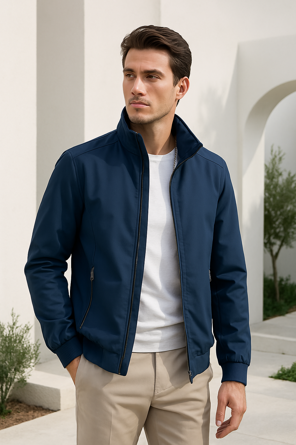 Herren Sommer-Windjacke mit Reißverschluss und Innenfutter