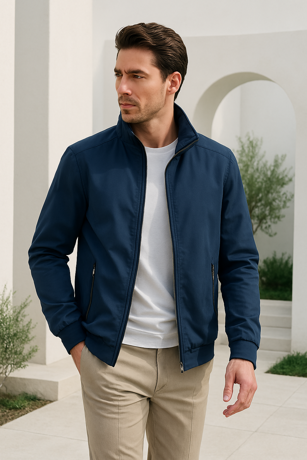 Herren Sommer-Windjacke mit Reißverschluss und Innenfutter