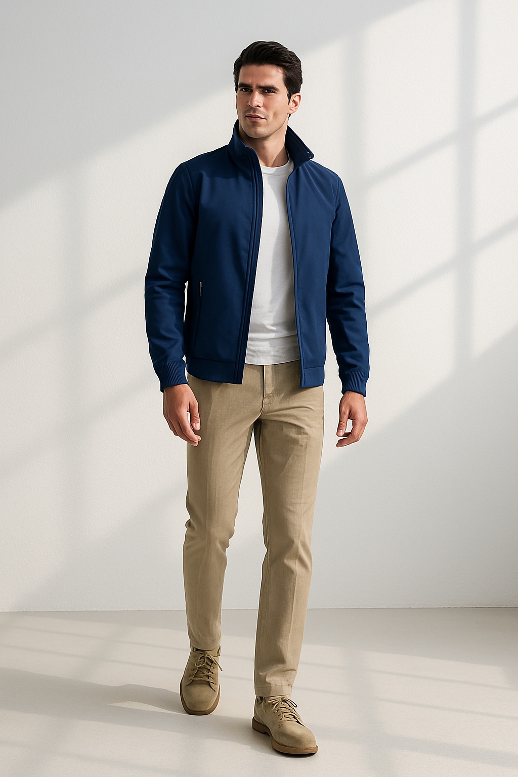 Herren Sommer-Windjacke mit Reißverschluss und Innenfutter