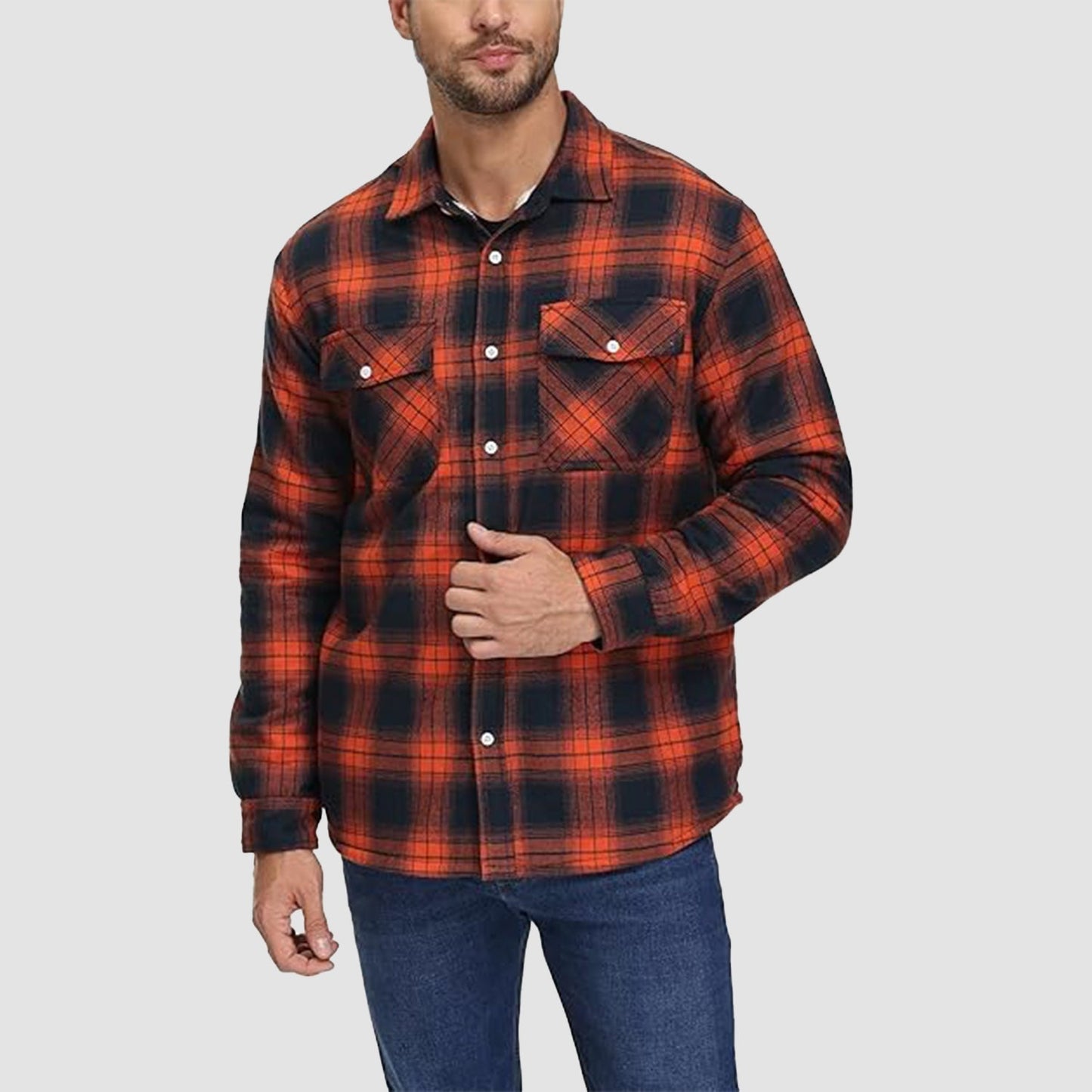 Leichte karierte Überhemdjacke mit Knopfverschluss und Seitentaschen | Ideal für Sommer