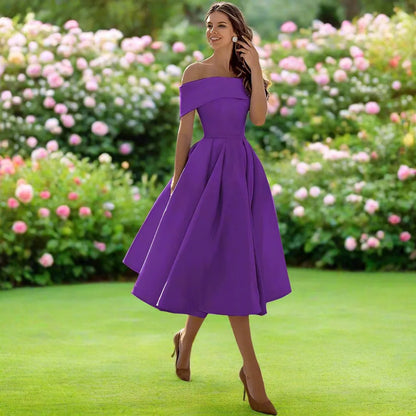 Trägerloses Satin Midi-Kleid mit Fließendem Schnitt | Perfekt für den Sommer