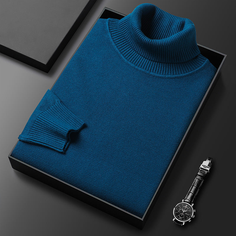 Herren Rollkragenpullover einfarbig mit geripptem Kragen