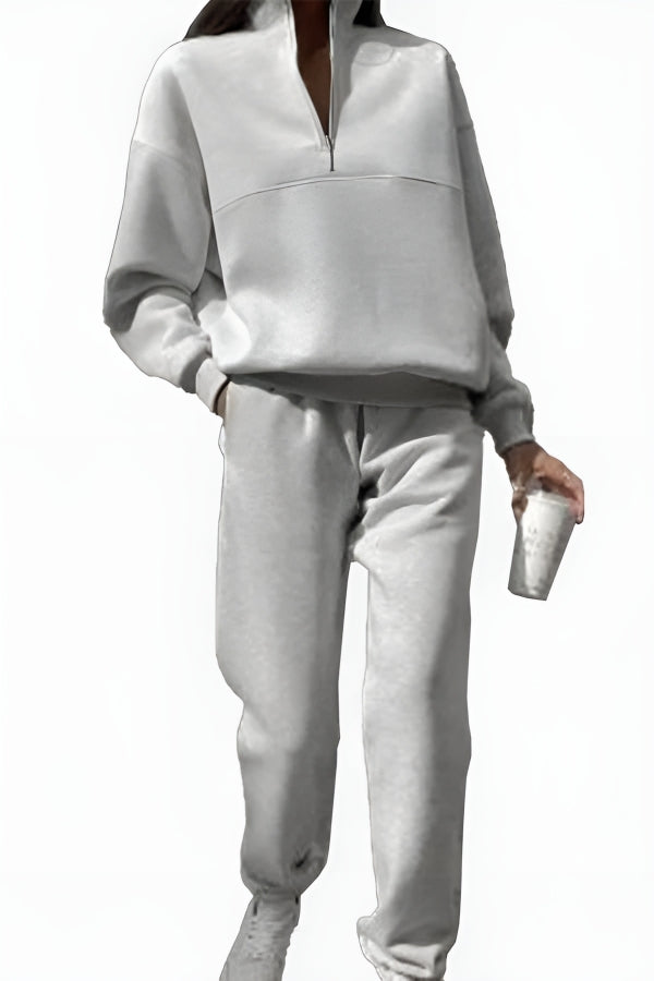 Zweiteiliges Damen-Jogger-Set aus Baumwollmischung mit Kapuzenpulli und Jogginghose | Ideal für Frühling & Sommer
