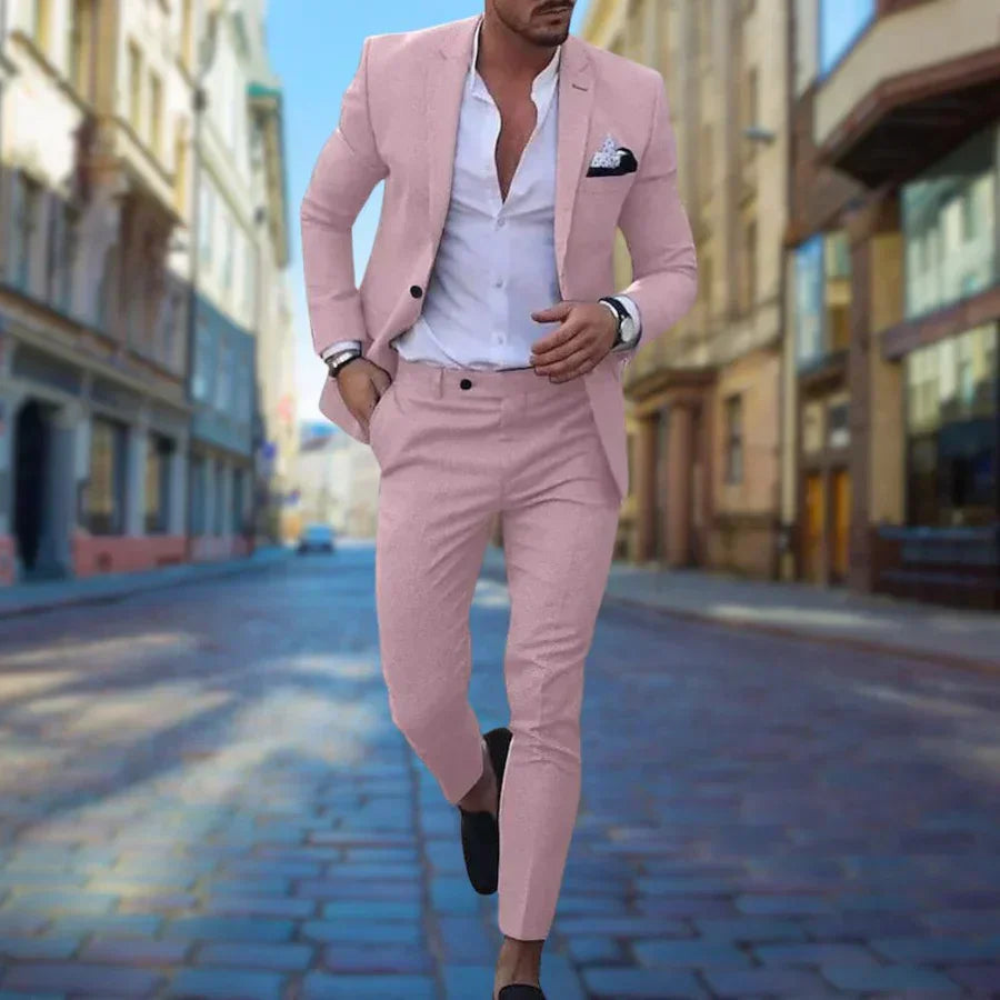 Herren Zweiteiliger Anzug für Hochzeitsgäste mit Slim-Fit-Sakko