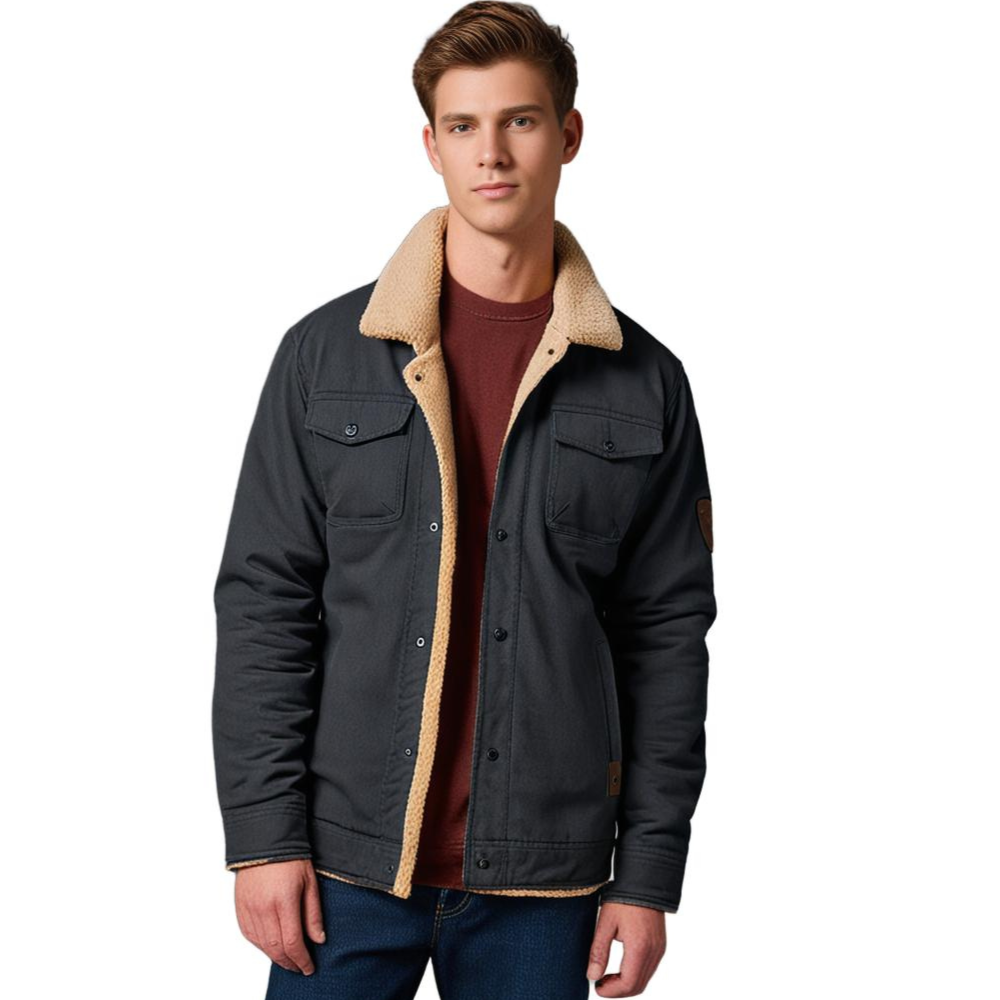 Herren Sommer Bomberjacke Mit Vintage-Look Reißverschluss und Funktionstaschen