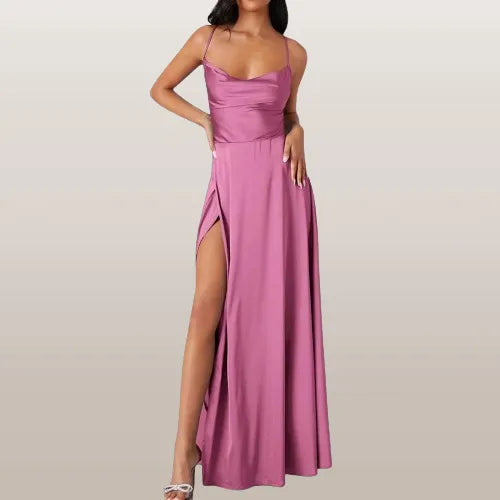 Ärmelloses Seiden-Maxikleid mit Fließendem Design I Perfekt für den Sommer