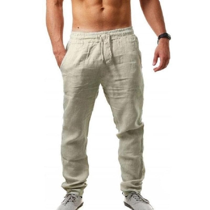 Declaniel - Leichte Sommer-Baumwoll-Leinen-Hose für Männer