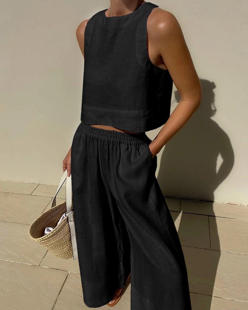 Zweiteiliges Ärmelloses Set mit Hose | Perfekt für den Sommer