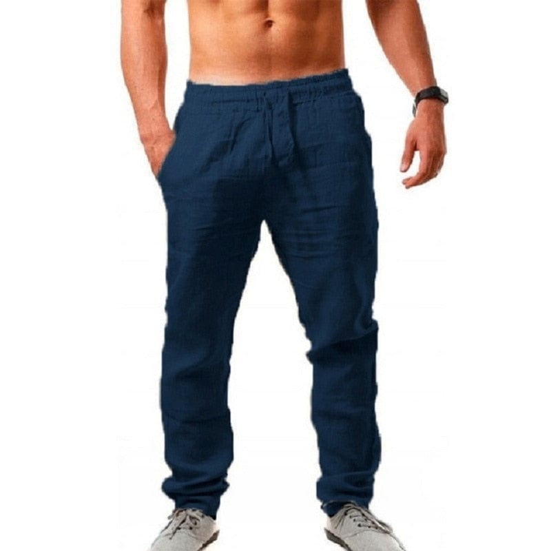 Declaniel - Leichte Sommer-Baumwoll-Leinen-Hose für Männer