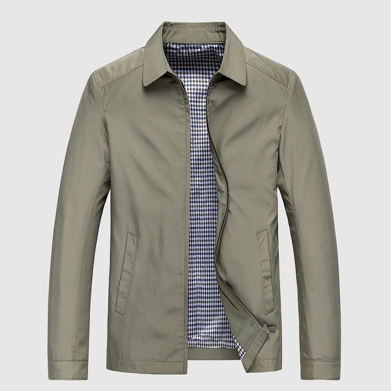 Herren-Frühlingsjacke mit Umlegekragen und Reißverschluss