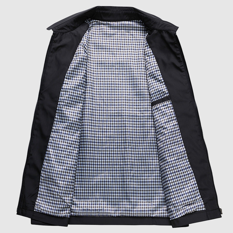 Herren-Frühlingsjacke mit Umlegekragen und Reißverschluss