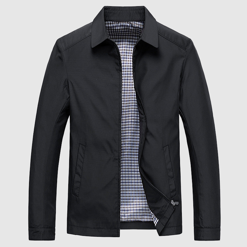 Herren-Frühlingsjacke mit Umlegekragen und Reißverschluss