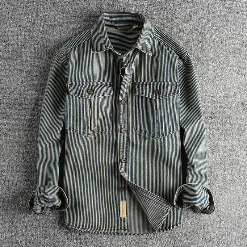 Klassisches Sommer-Vintage Indigo Denim-Hemd für Männer | Perfekt für die warme Jahreszeit