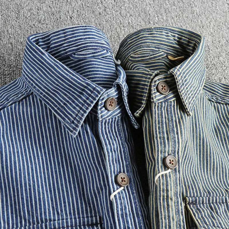 Klassisches Sommer-Vintage Indigo Denim-Hemd für Männer | Perfekt für die warme Jahreszeit