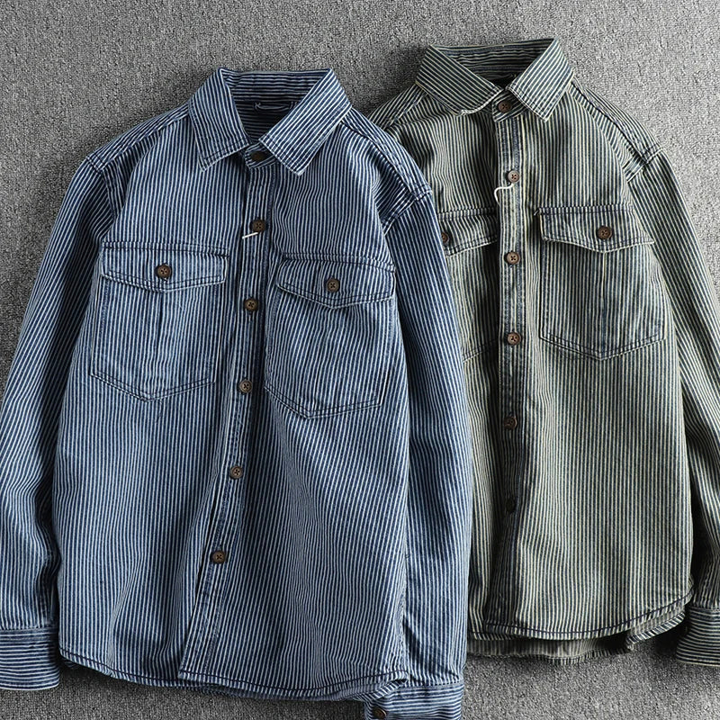 Klassisches Sommer-Vintage Indigo Denim-Hemd für Männer | Perfekt für die warme Jahreszeit