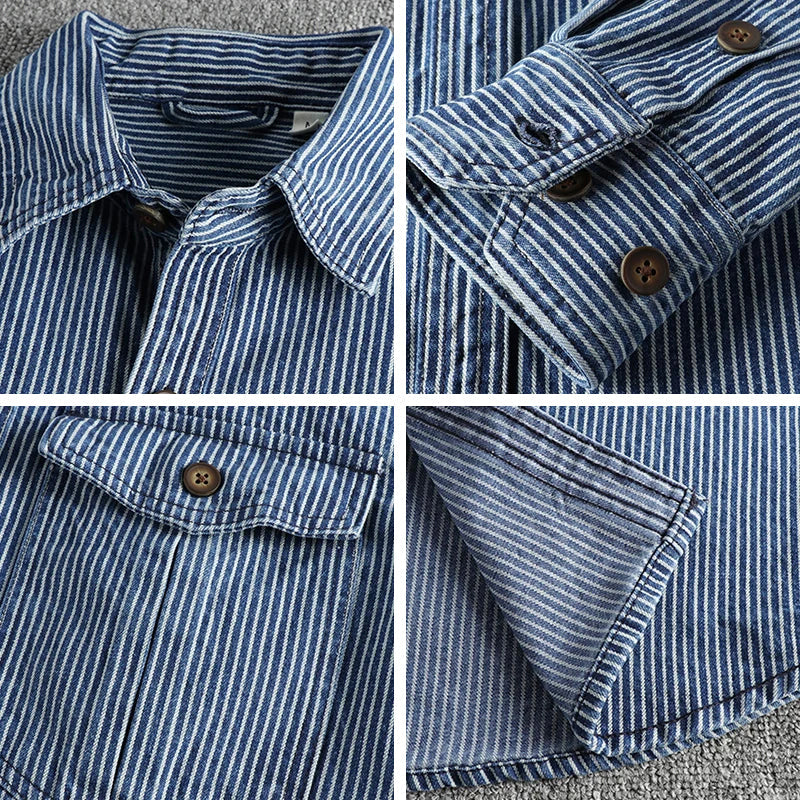 Klassisches Sommer-Vintage Indigo Denim-Hemd für Männer | Perfekt für die warme Jahreszeit