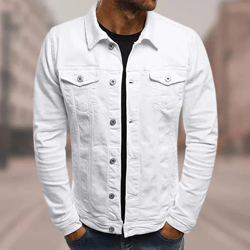 Denim Jeansjacke mit klassischem Kragen, Knopfleiste & Taschen | Ideal für Frühling & Sommer