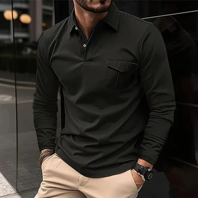 Herren Sommer Business-Hemd mit Kragen und Langarm