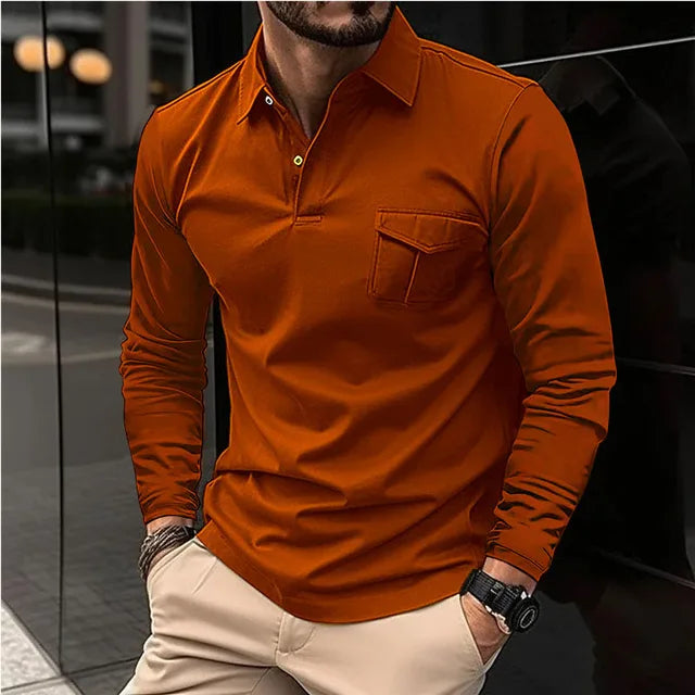 Herren Sommer Business-Hemd mit Kragen und Langarm