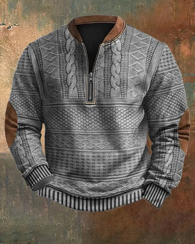 Herren Kapuzenpullover mit Halbem Reißverschluss – Slim Fit Sommerliches Gestreiftes Design
