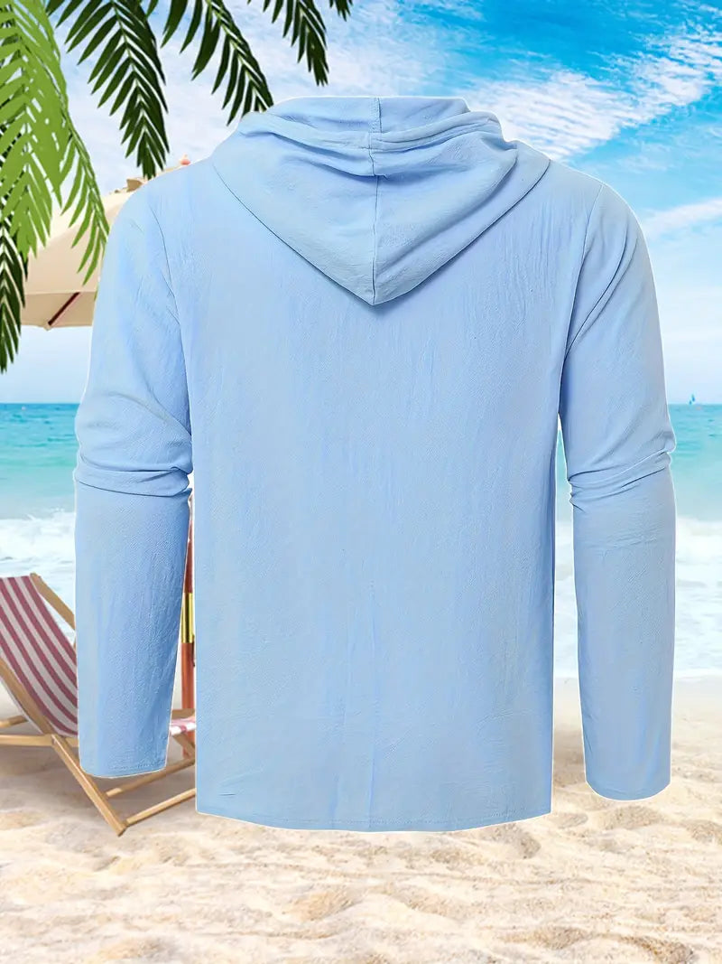 Warren - Herren Sommer Casual Button Hooded Shirt mit Kapuze